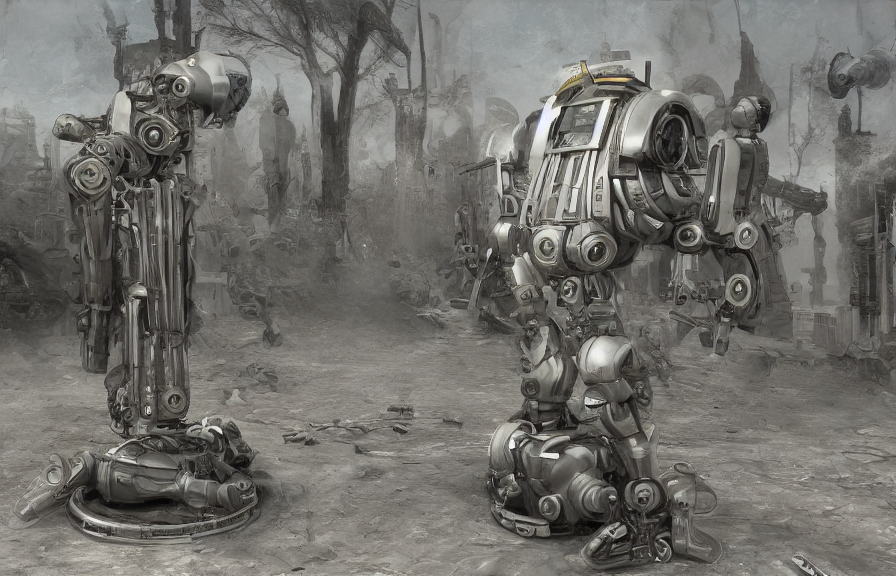 Robots defining a modding Kickstarter - generated via Diffusion Bee