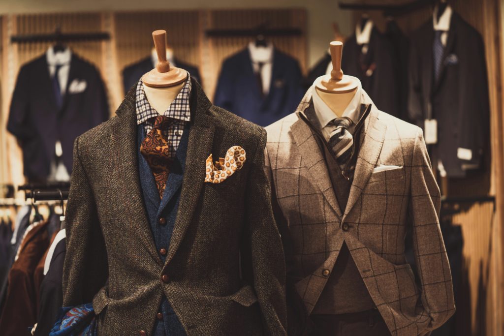 suits in a clothing store